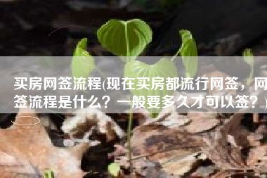 买房网签流程(现在买房都流行网签，网签流程是什么？一般要多久才可以签？)