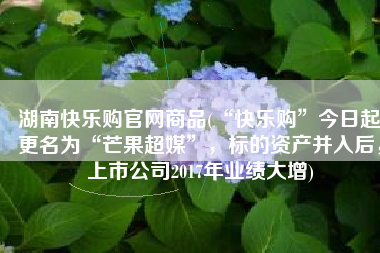 湖南快乐购官网商品(“快乐购”今日起更名为“芒果超媒”，标的资产并入后，上市公司2017年业绩大增)