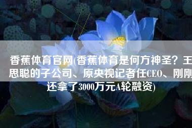 香蕉体育官网(香蕉体育是何方神圣？王思聪的子公司、原央视记者任CEO、刚刚还拿了3000万元A轮融资)
