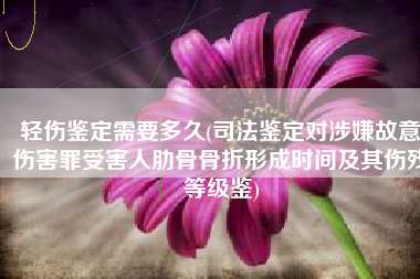 轻伤鉴定需要多久(司法鉴定对涉嫌故意伤害罪受害人肋骨骨折形成时间及其伤残等级鉴)