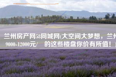 兰州房产网58同城网(大空间大梦想，兰州9000-12000元/㎡的这些楼盘你价有所值！)
