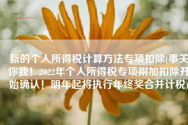 新的个人所得税计算方法专项扣除(事关你我！2022年个人所得税专项附加扣除开始确认！明年起将执行年终奖合并计税)