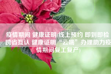疫情期间 健康证明(线上预约 即到即检 跨省互认 健康证明“云端”办理助力疫情期间复工复产)