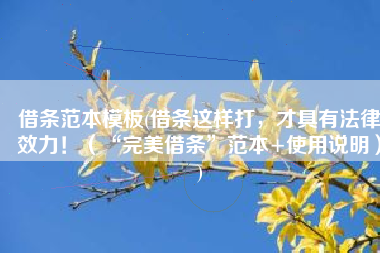 借条范本模板(借条这样打，才具有法律效力！（“完美借条”范本+使用说明）)