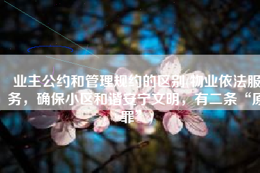 业主公约和管理规约的区别(物业依法服务，确保小区和谐安宁文明，有二条“原罪”)
