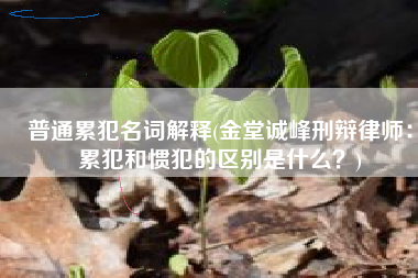 普通累犯名词解释(金堂诚峰刑辩律师：累犯和惯犯的区别是什么？)