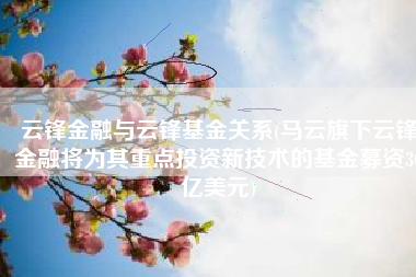 云锋金融与云锋基金关系(马云旗下云锋金融将为其重点投资新技术的基金募资30亿美元)