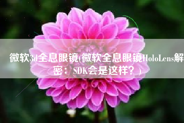 微软3d全息眼镜(微软全息眼镜HoloLens解密：SDK会是这样？)