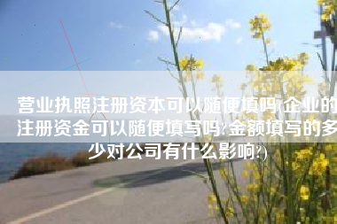 营业执照注册资本可以随便填吗(企业的注册资金可以随便填写吗?金额填写的多少对公司有什么影响?)