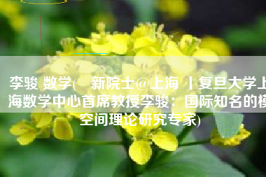 李骏 数学(​新院士@上海 丨复旦大学上海数学中心首席教授李骏：国际知名的模空间理论研究专家)