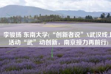 李骏扬 东南大学(“创新者说”X武汉线上活动“武”动创新，南京接力再前行)