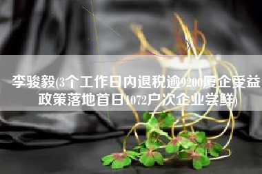 李骏毅(3个工作日内退税逾9200厦企受益 政策落地首日1072户次企业尝鲜)