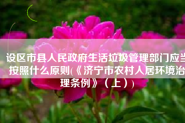 设区市县人民政府生活垃圾管理部门应当按照什么原则(《济宁市农村人居环境治理条例》（上）)