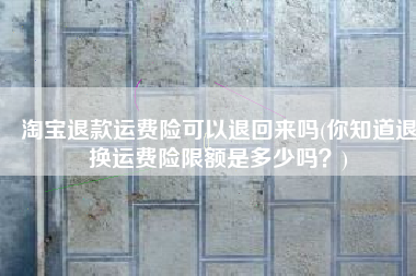 淘宝退款运费险可以退回来吗(你知道退换运费险限额是多少吗？)