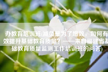 办教育培训班(减负是为了增效，如何有效提升基础教育质量？——来自福建省基础教育质量监测工作培训班的问答)