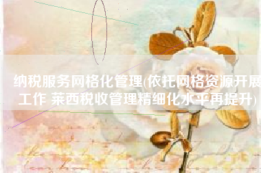 纳税服务网格化管理(依托网格资源开展工作 莱西税收管理精细化水平再提升)