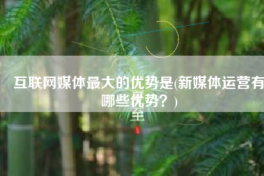 互联网媒体最大的优势是(新媒体运营有哪些优势？)