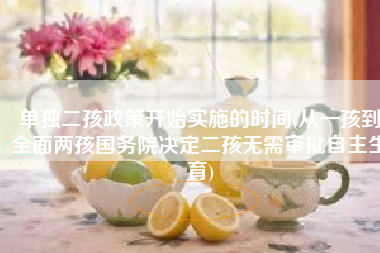 单独二孩政策开始实施的时间(从一孩到全面两孩国务院决定二孩无需审批自主生育)