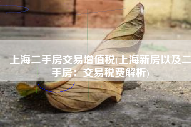 上海二手房交易增值税(上海新房以及二手房：交易税费解析)
