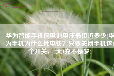 华为智能手机的电池电压最接近多少(华为手机为什么耗电快？只要关闭手机这6个开关，2天1充不是梦)