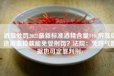 酒驾处罚2022最新标准酒精含量110(醉驾后逃避血检就能免受刑罚？法院：凭呼气数据也可定罪判刑)