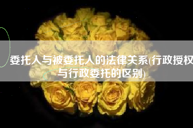 委托人与被委托人的法律关系(行政授权与行政委托的区别)