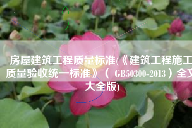 房屋建筑工程质量标准(《建筑工程施工质量验收统一标准》（ GB50300-2013）全文 大全版)