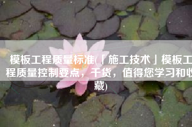 模板工程质量标准(「施工技术」模板工程质量控制要点，干货，值得您学习和收藏)