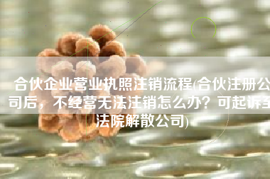 合伙企业营业执照注销流程(合伙注册公司后，不经营无法注销怎么办？可起诉至法院解散公司)