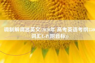 调制解调器英文(2020年 高考英语考纲3500词汇L-P(附音标))