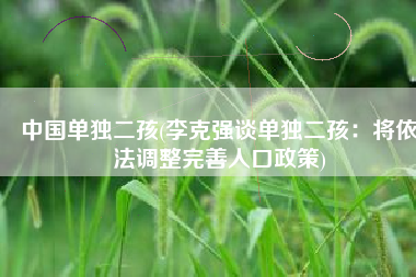 中国单独二孩(李克强谈单独二孩：将依法调整完善人口政策)