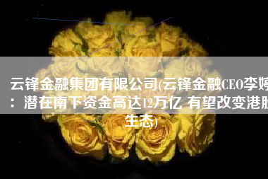云锋金融集团有限公司(云锋金融CEO李婷：潜在南下资金高达12万亿 有望改变港股生态)