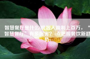 智慧餐厅是什么(机器人盈利上百万，“智慧餐厅”有多厉害？4点把握餐饮新趋势)