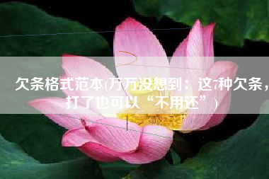 欠条格式范本(万万没想到：这7种欠条，打了也可以“不用还”)