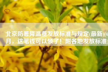 北京防暑降温费发放标准与规定(最新)(6月，这笔钱可以领了！附各地发放标准)