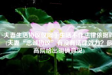 夫妻生活协议仅限于生活不作法律依据吗(夫妻“忠诚协议”有没有法律效力？最高院给出明确意见)