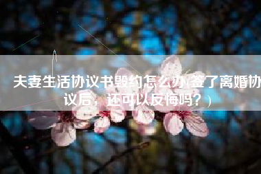 夫妻生活协议书毁约怎么办(签了离婚协议后，还可以反悔吗？)