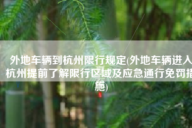 外地车辆到杭州限行规定(外地车辆进入杭州提前了解限行区域及应急通行免罚措施)