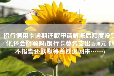 招行信用卡逾期还款申请解冻后额度没变化,还会降额吗(银行卡莫名支出4500元 他不报警还默默等着钱退回来……)