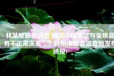 林某斌最新消息(网传“林某斌与莫焕晶有不正常关系”？杭州市联合调查组发布通报)