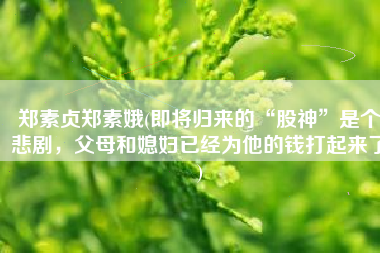 郑素贞郑素娥(即将归来的“股神”是个悲剧，父母和媳妇已经为他的钱打起来了)
