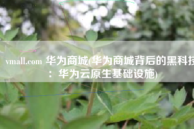 vmall.com 华为商城(华为商城背后的黑科技：华为云原生基础设施)