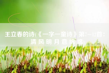 王立春的诗(《一字一童诗》第7~12首： 清 风 明 月 意 绵 绵)