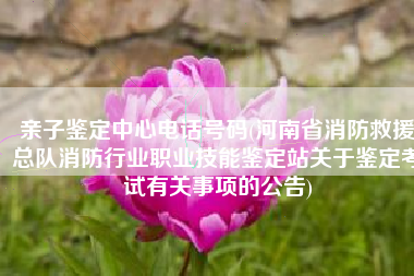 亲子鉴定中心电话号码(河南省消防救援总队消防行业职业技能鉴定站关于鉴定考试有关事项的公告)