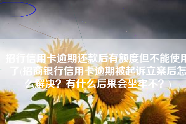 招行信用卡逾期还款后有额度但不能使用了(招商银行信用卡逾期被起诉立案后怎么解决？有什么后果会坐牢不？)