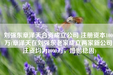 刘强东章泽天合资成立公司 注册资本1000万(章泽天在刘强东老家成立两家新公司，注资均为1000万，婚姻稳固)