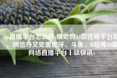 up直播平台怎么样(继处罚44款违规平台后，网信办又处置虎牙、斗鱼、B站等10家网络直播平台丨钛快讯)