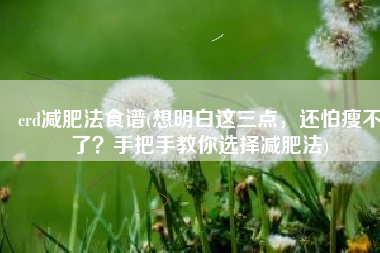 crd减肥法食谱(想明白这三点，还怕瘦不了？手把手教你选择减肥法)