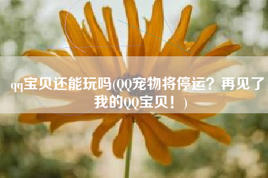 qq宝贝还能玩吗(QQ宠物将停运？再见了，我的QQ宝贝！)