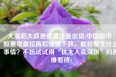大涨后大跌是洗盘还是出货(中国股市：股票早盘拉高后缓慢下跌，股价发生什么事情？不妨试试用“犹太人卖烧饼”的思维看待)
